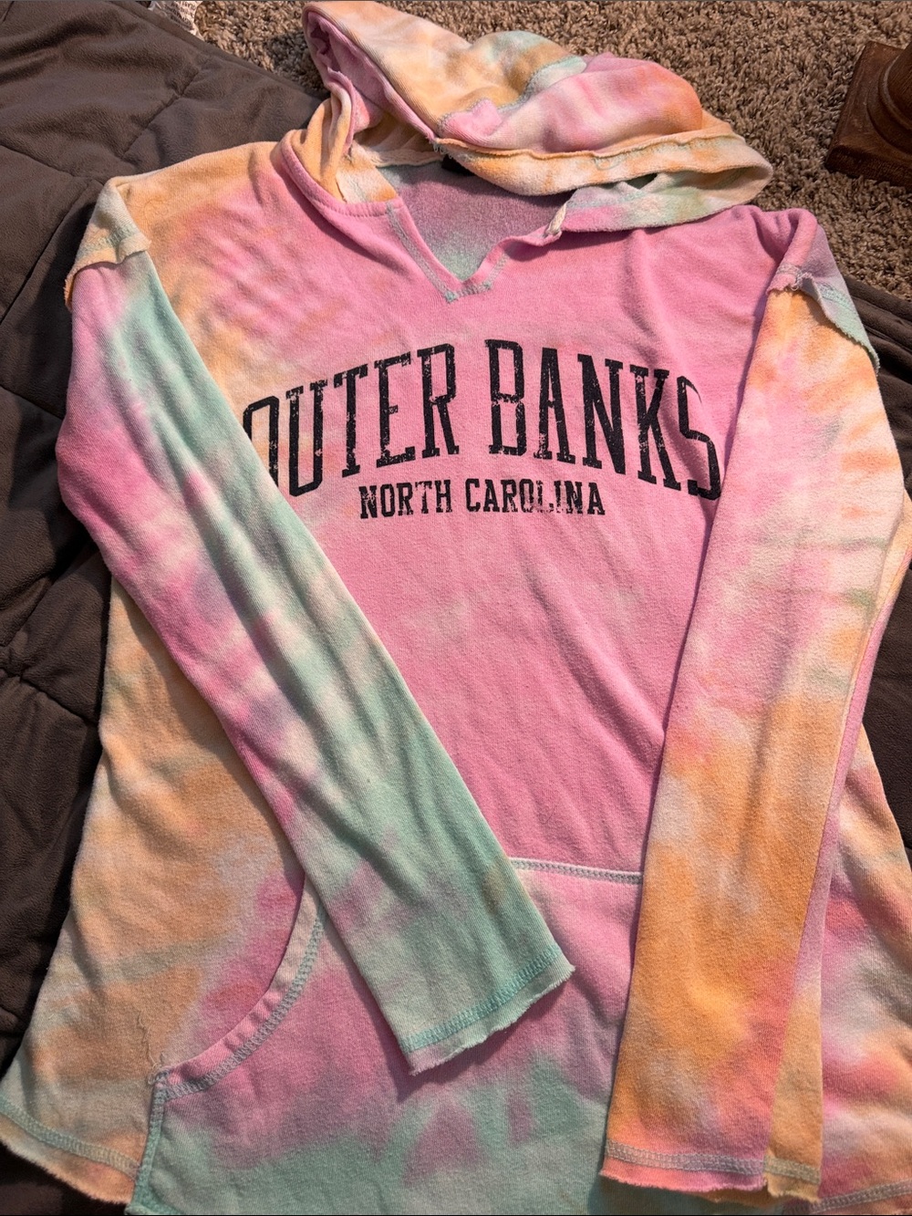 Outer Banks North Carolina distressed Tie-Dye Oversized Hoodie